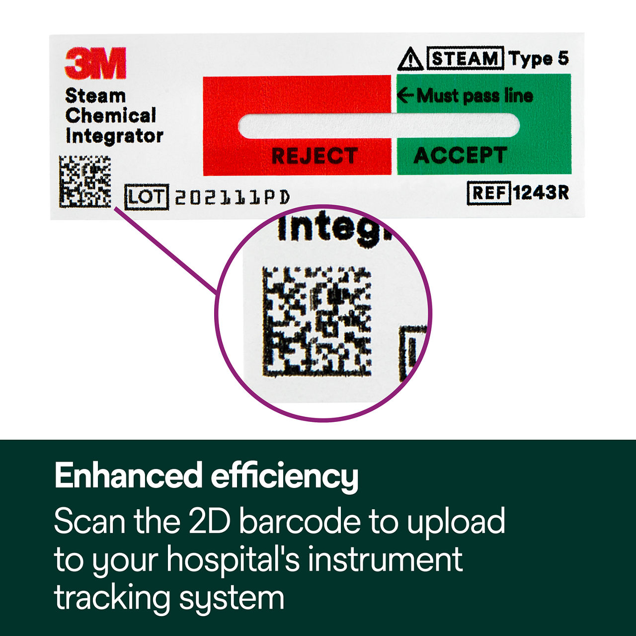 (3) Enhanced efficiency- Scan the 2D barcode to upload to your hospital's instrument tracking system