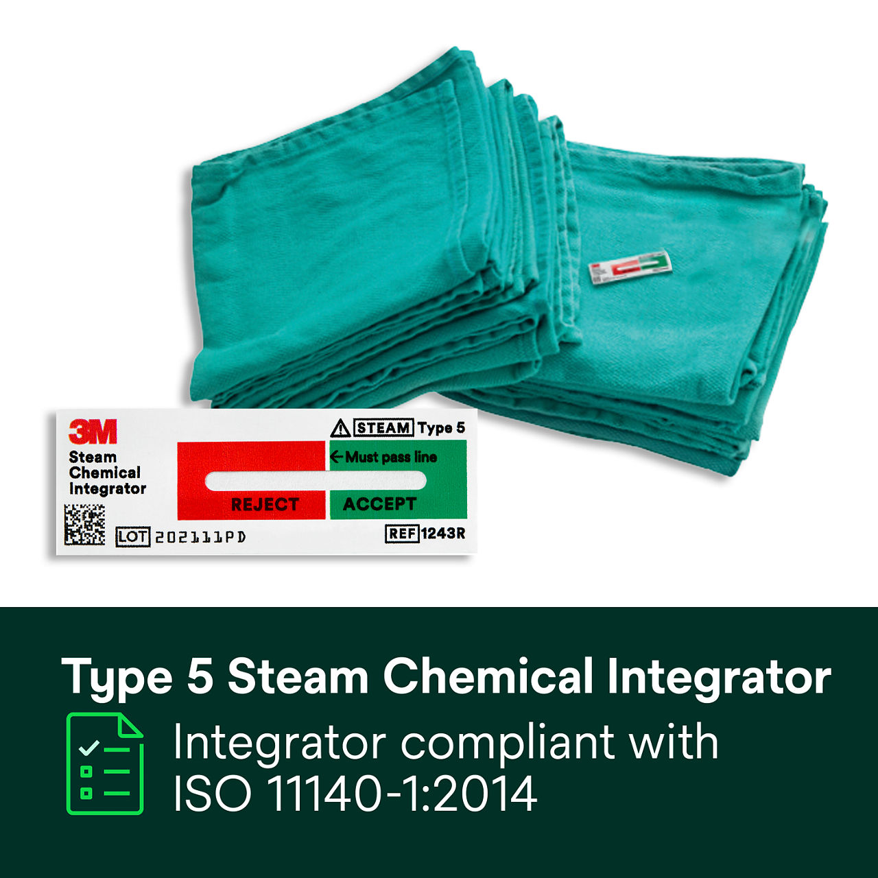 (1) Type 5 Steam Chemical Integrator compliant with ISO 11140-1:2014