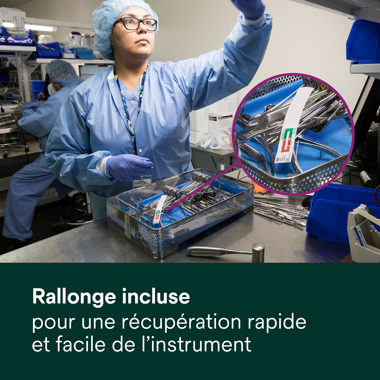 (3) Extension incluse - Permet une récupération rapide et facile des instruments