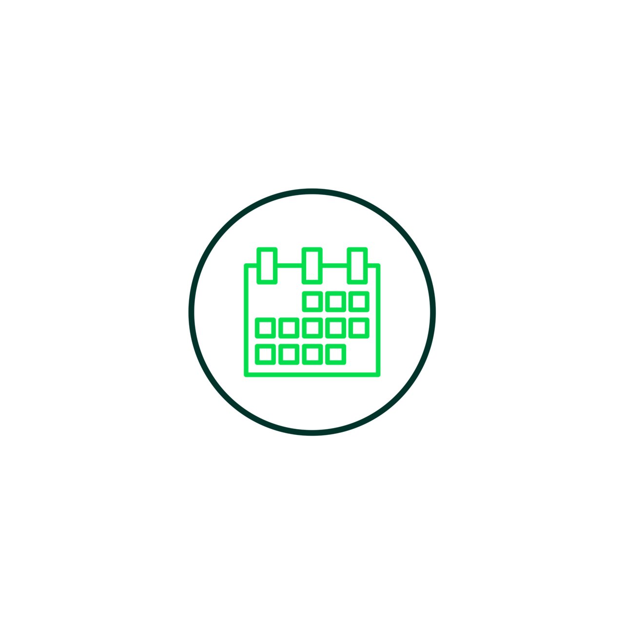 Icon illustrating calendar - black and green