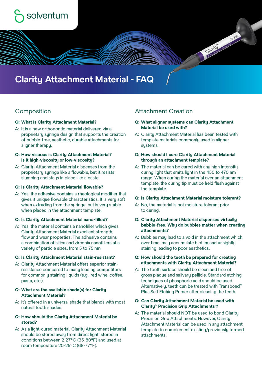 Clarity Attachment Material FAQ ANZ