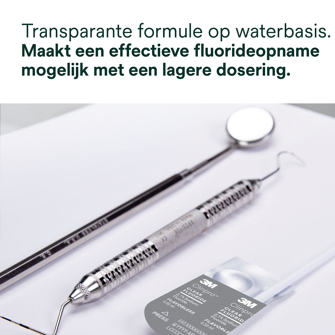 Clinpro Clear, Smaakloos: Heldere waterbasisformule zorgt voor een effectieve opname van fluoride