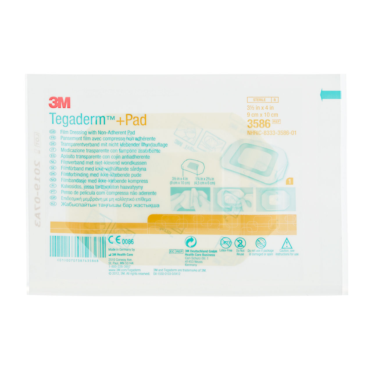 3M™ Tegaderm™ +Pad Film Dressing with Non-Adherent Pad 3586