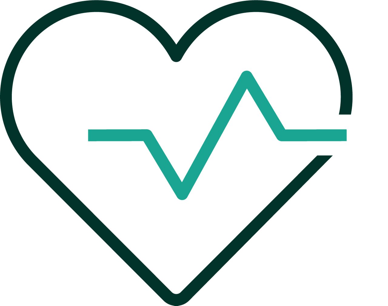 Symbol eines Herzens, durch das eine EKG-Linie verläuft.