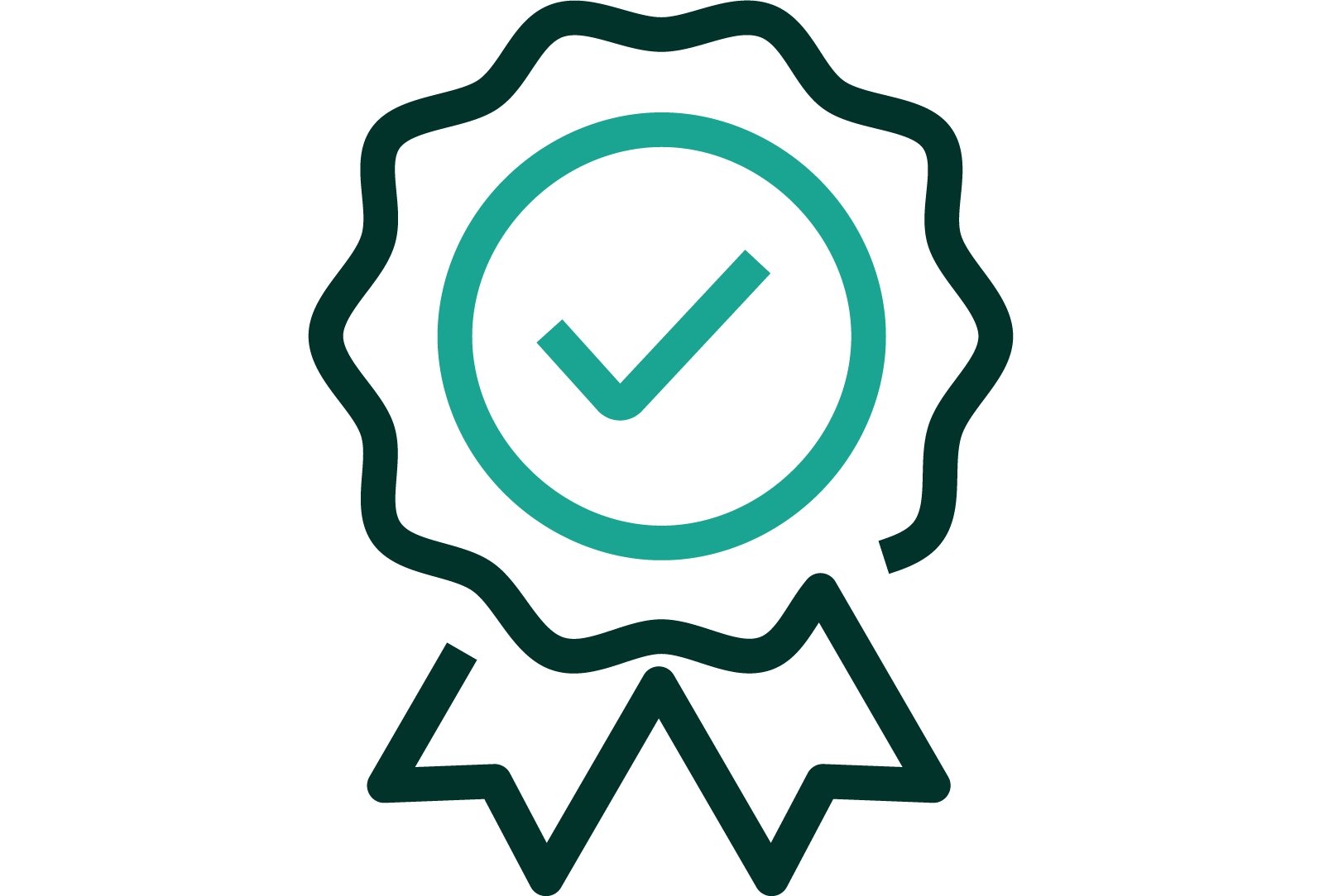Icon of a ribbon award with a check mark.