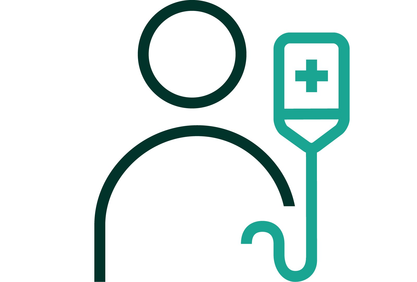 Icon of a person with an infusion bag.