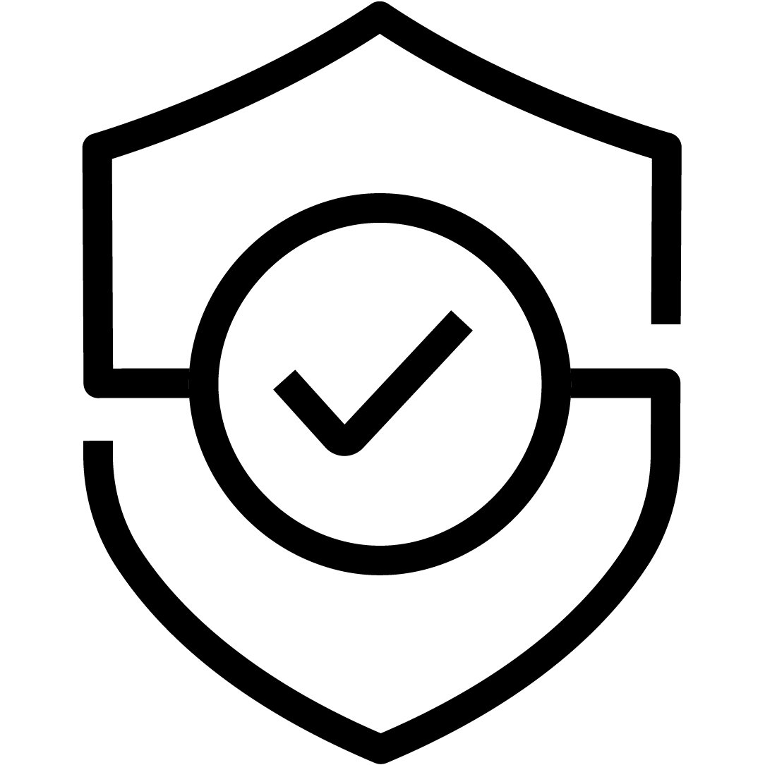 Icon of a shield with a check mark.