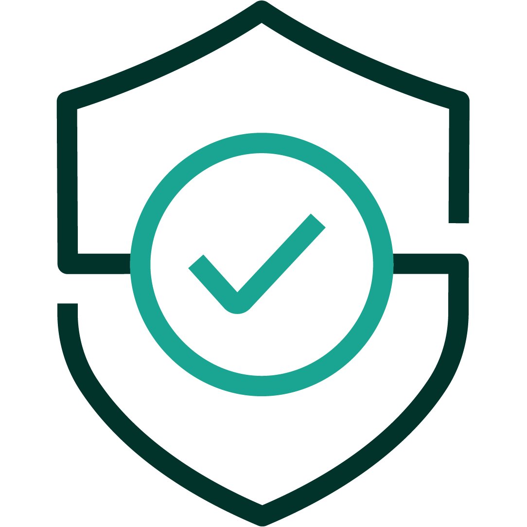 Una representación gráfica de un escudo con una marca de verificación para indicar la protección de la marca.