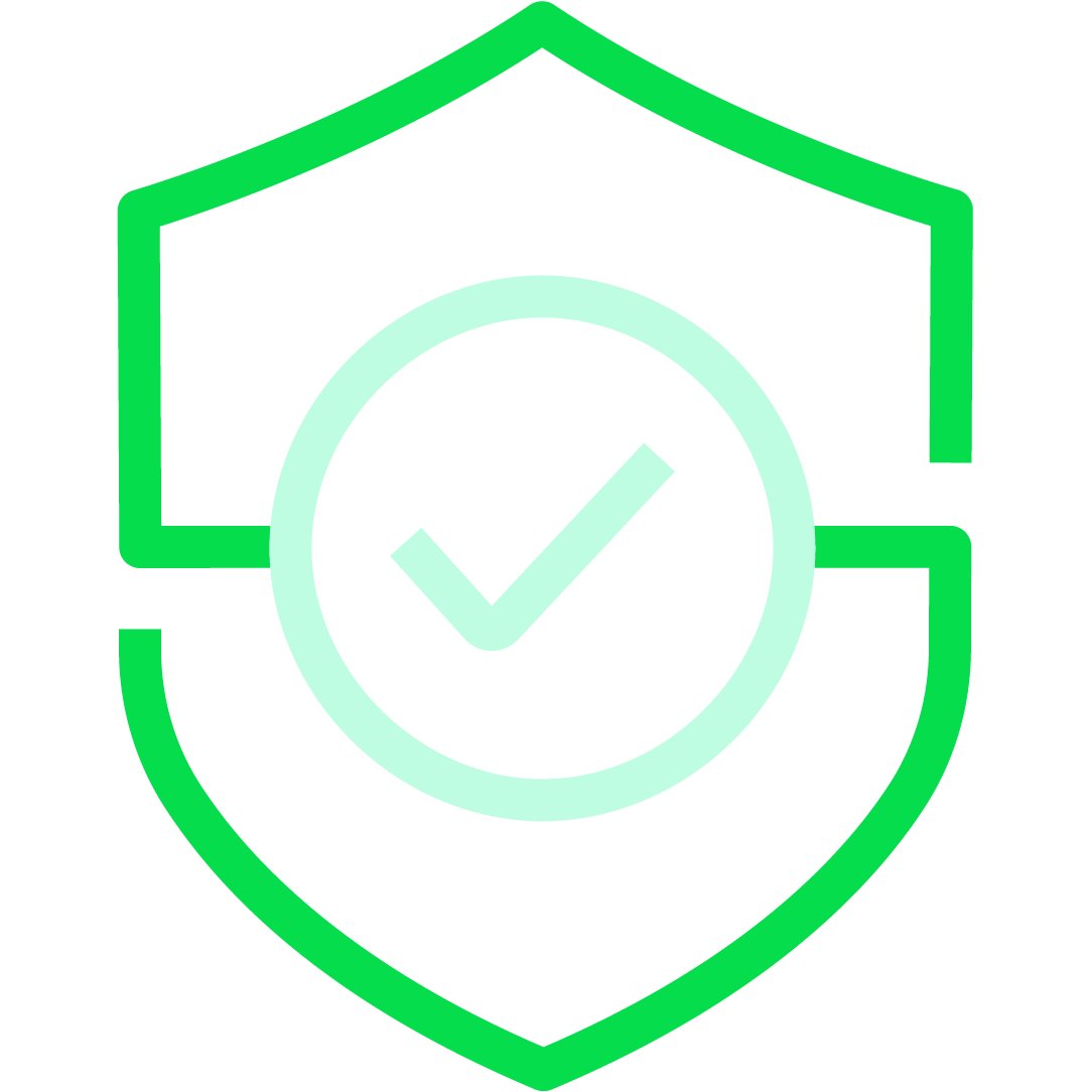 A shield with a tick inside it.