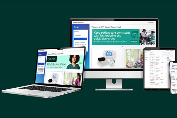Afbeelding die de express therapie portal toont op computer en mobiele apparaten