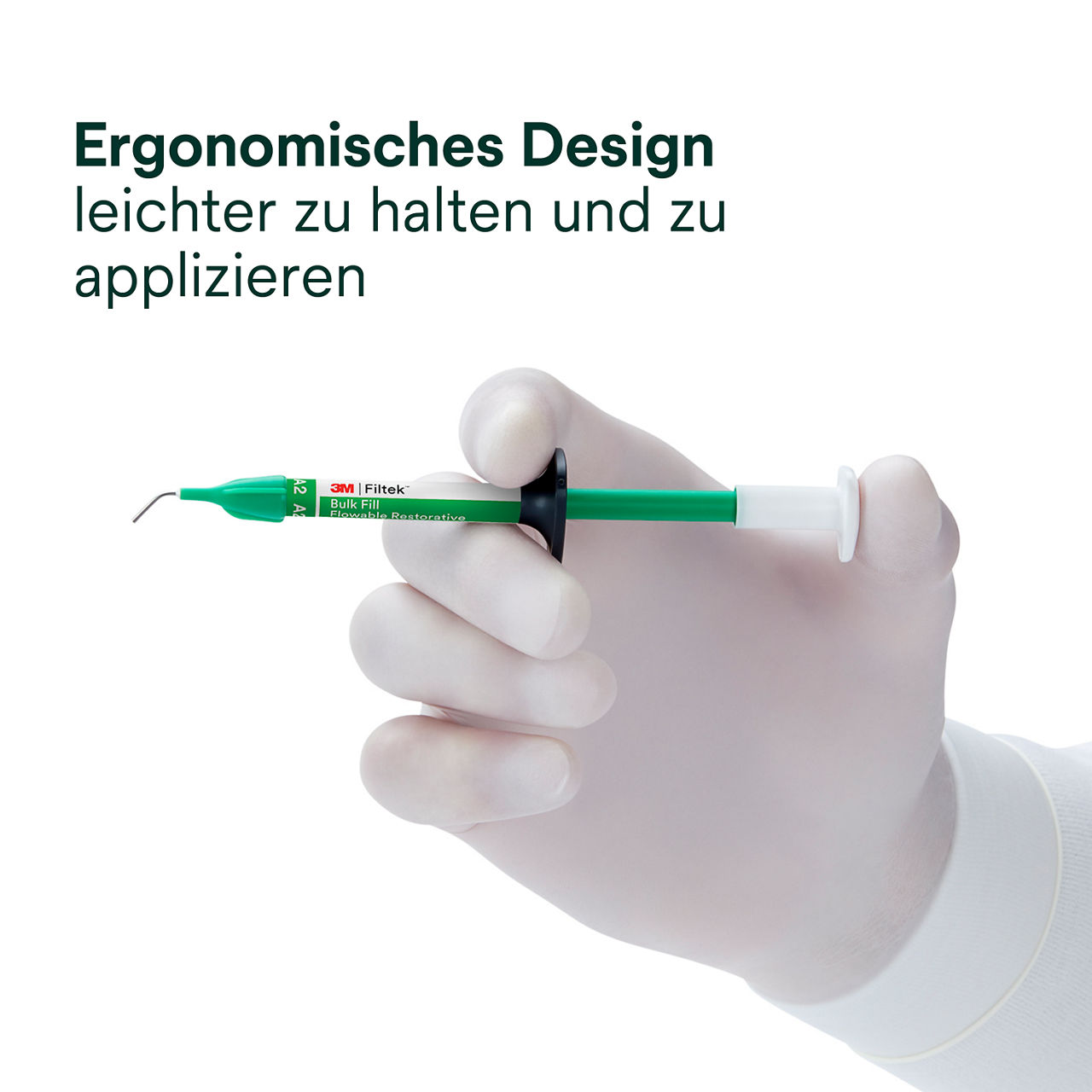 3- Filtek Bulk Fill Flowable Syringe: Ergonomisches Design – leichter zu halten und zu applizieren
