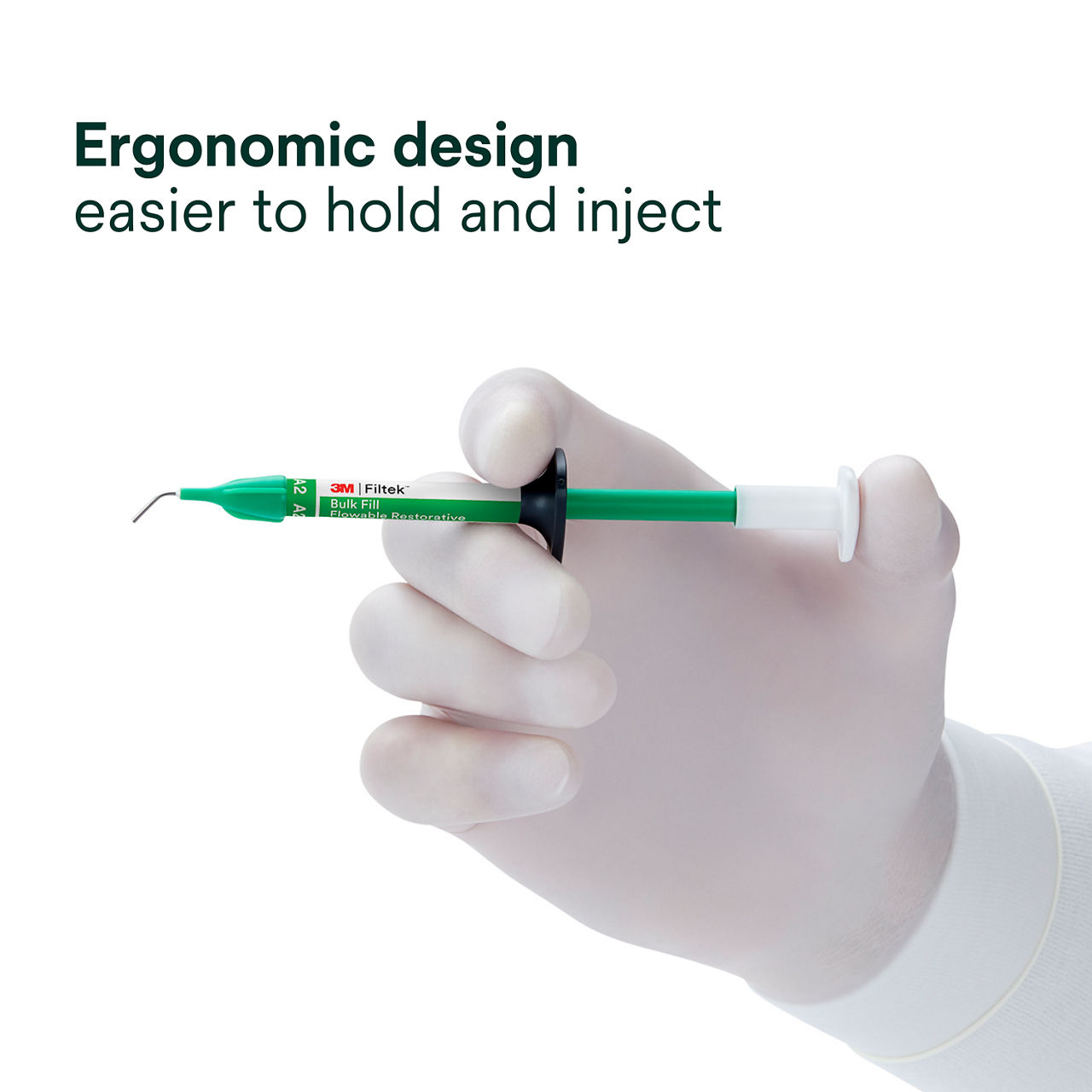 (3) 3M™ Filtek™ Bulk Fill Flowable Restorative Syringe: Ergonomic design (no text)