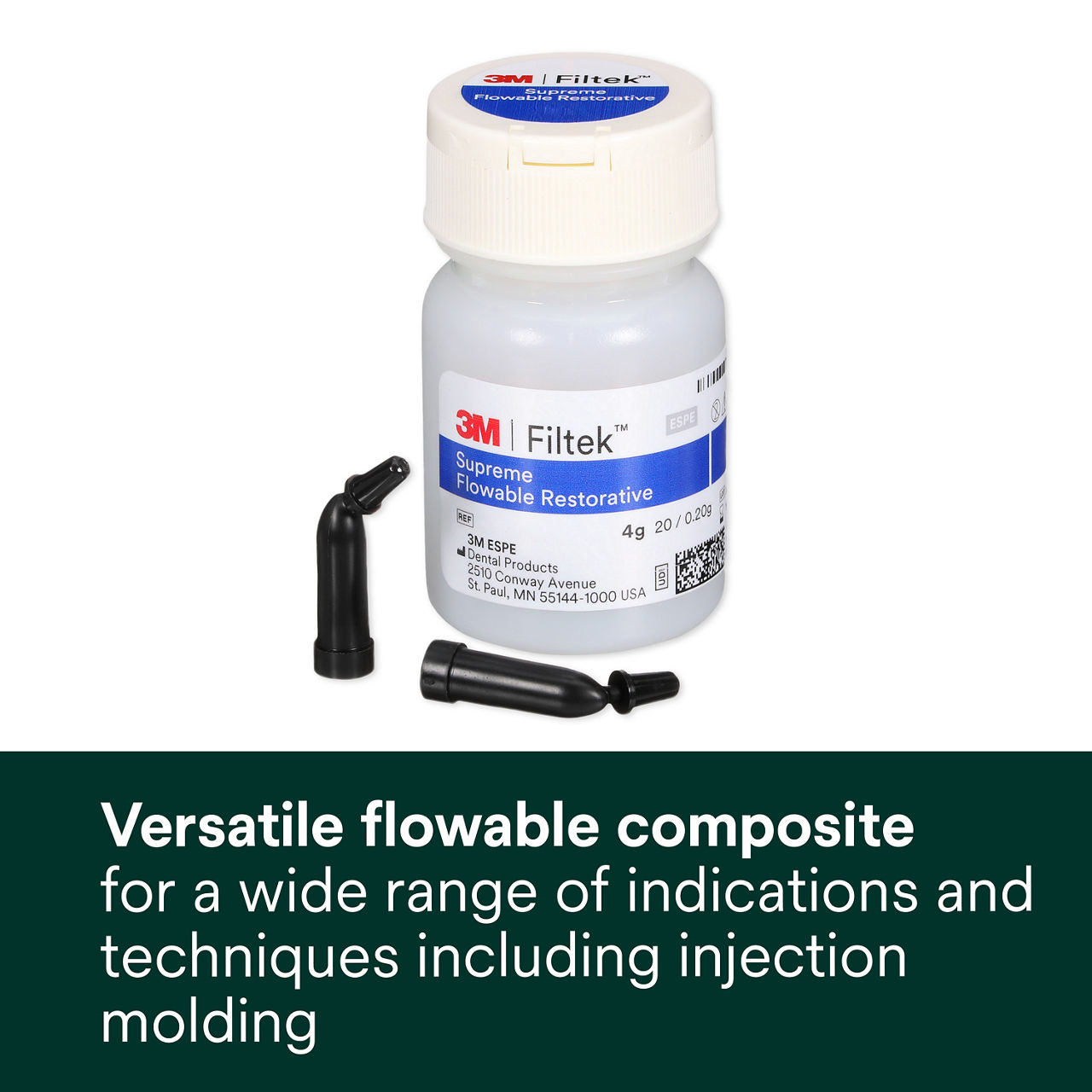 (1) Filtek Supreme Flowable, Capsule: Versatile flowable composite