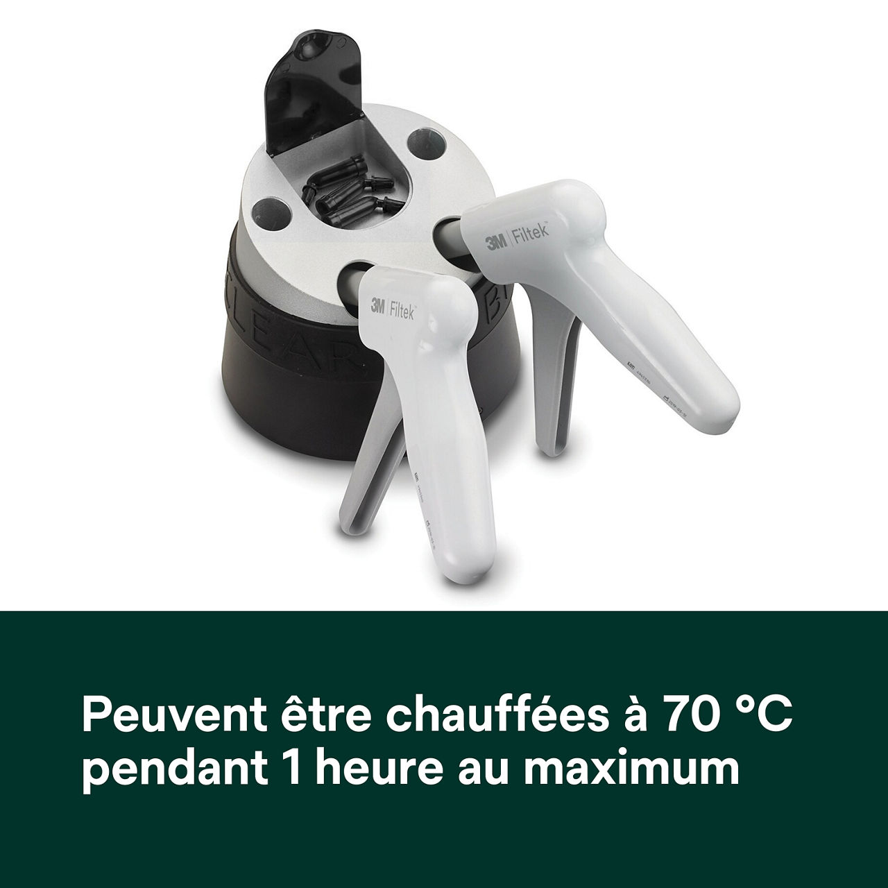 3- Filtek™ Supreme Flowable Capsule: Peuvent être chauffées à 70 °C pendant 1 heure au maximum