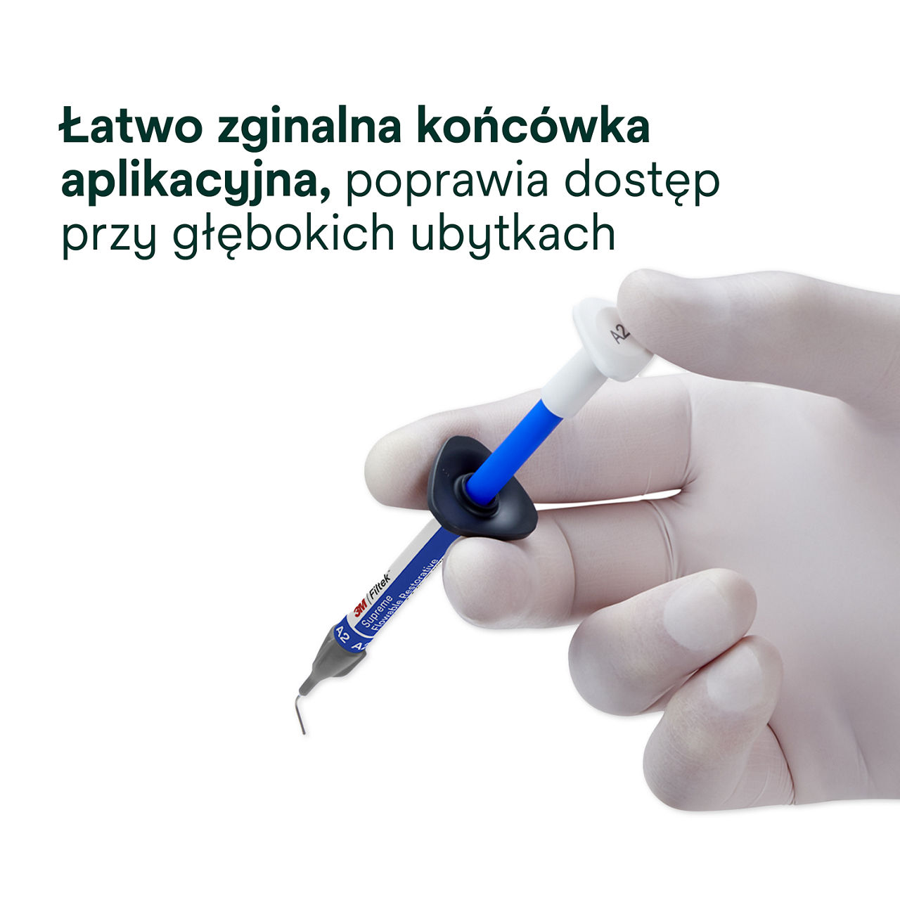 3- Filtek Supreme Flowable Syringe: Łatwo zginalna końcówka aplikacyjna,