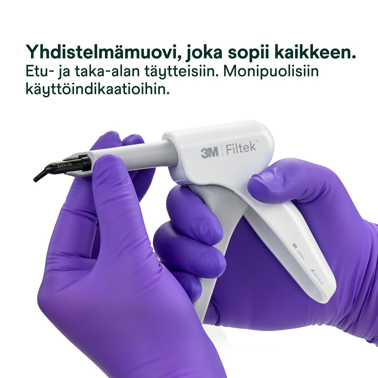 1- Filtek Supreme XTE Capsule: Yhdistelmämuovi, joka sopii kaikkeen.