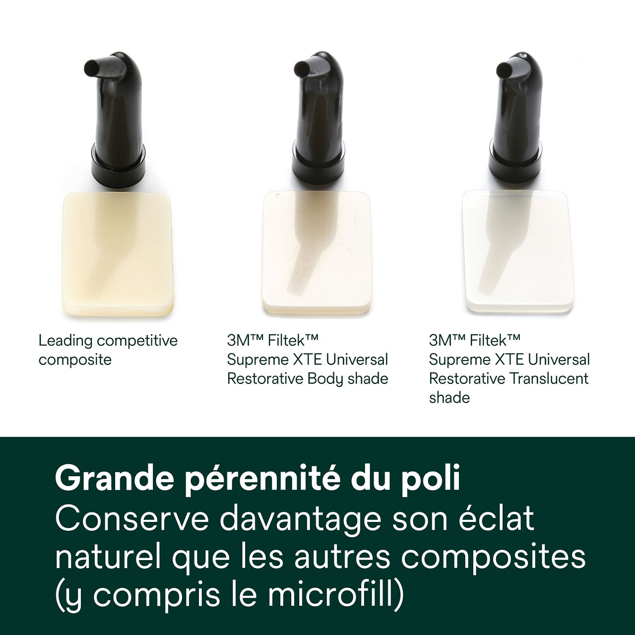 2- Filtek™ Supreme XTE: Grande pérennité du poli.