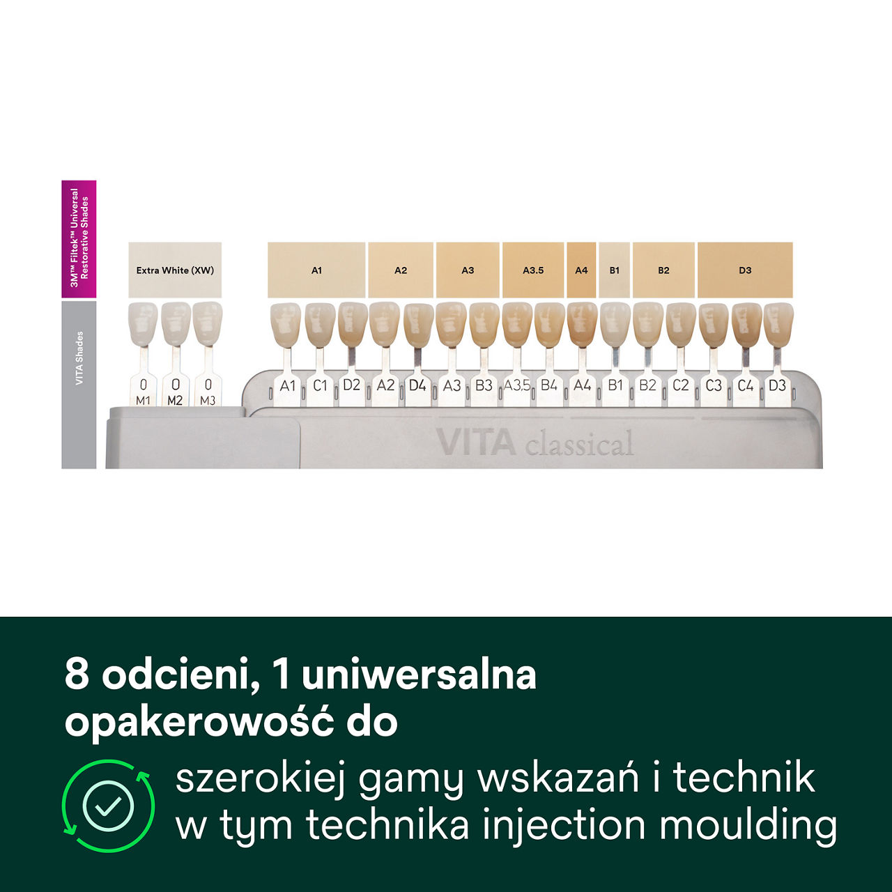 2- Filtek Universal: 8 odcieni, 1 uniwersalna opakerowość