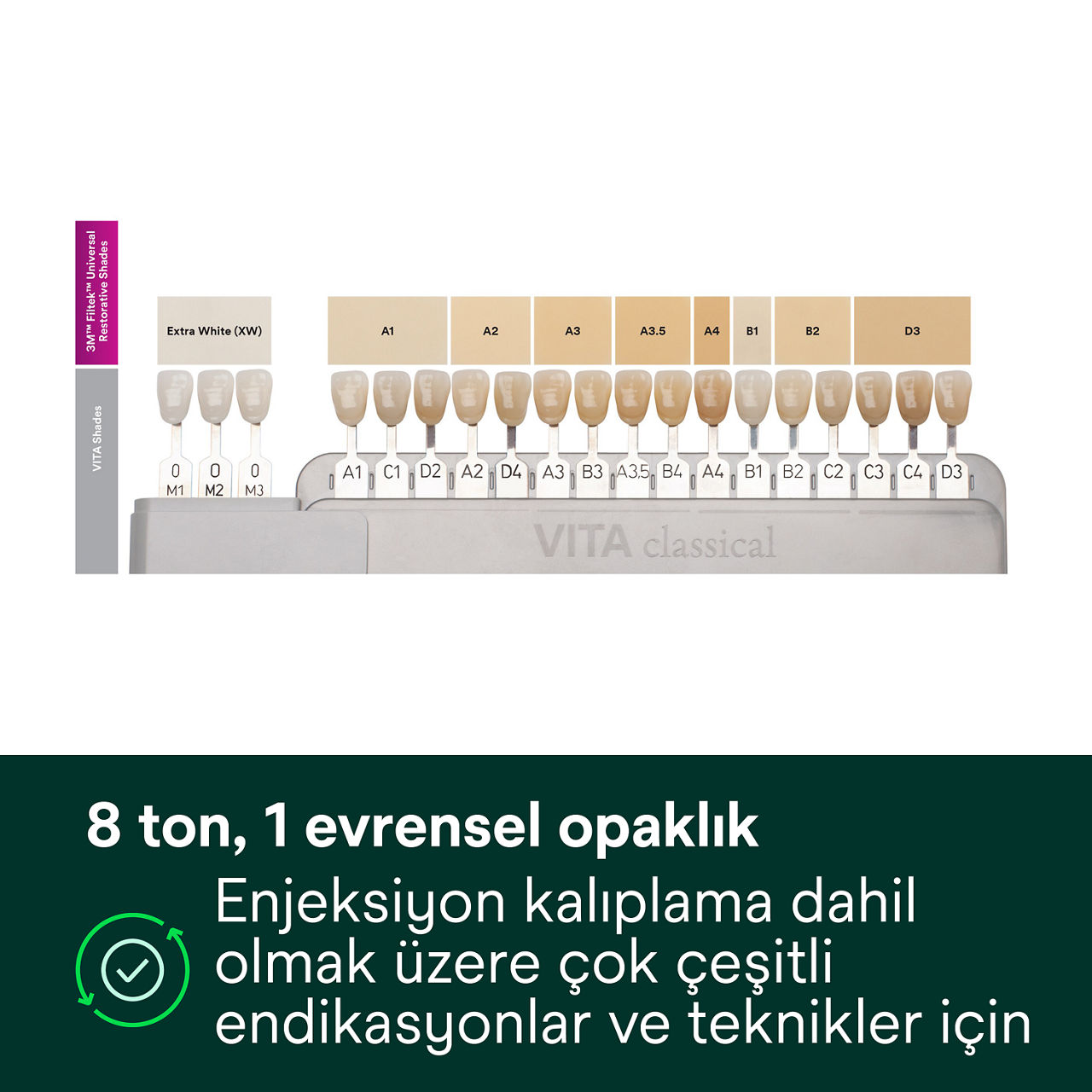 2- Filtek Universal: Enjeksiyon kalıplama dahil olmak üzere çok çeşitli