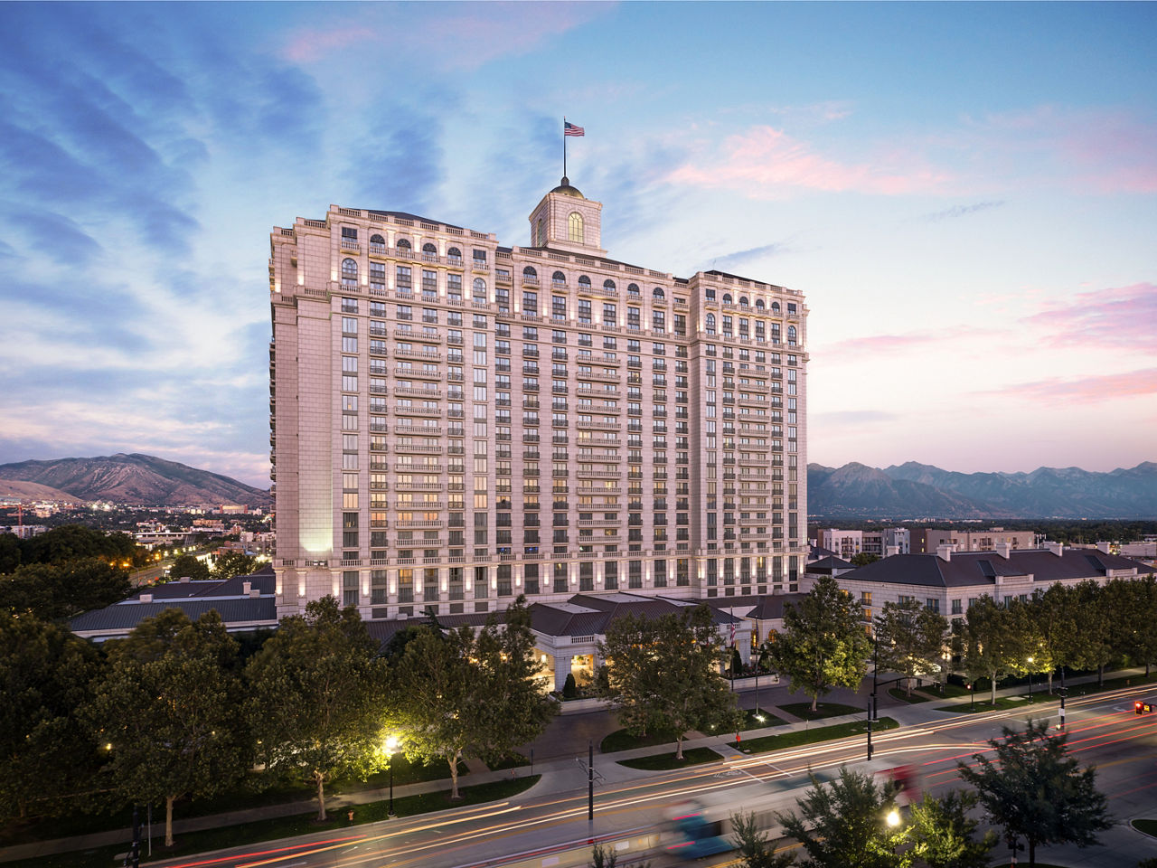 Grand America Hotel in Salt Lake City, UT, Photo of Main Hotel, Image, Used in the HIS 3M Client Experience Summit 2022 Agenda, rgb, jpg