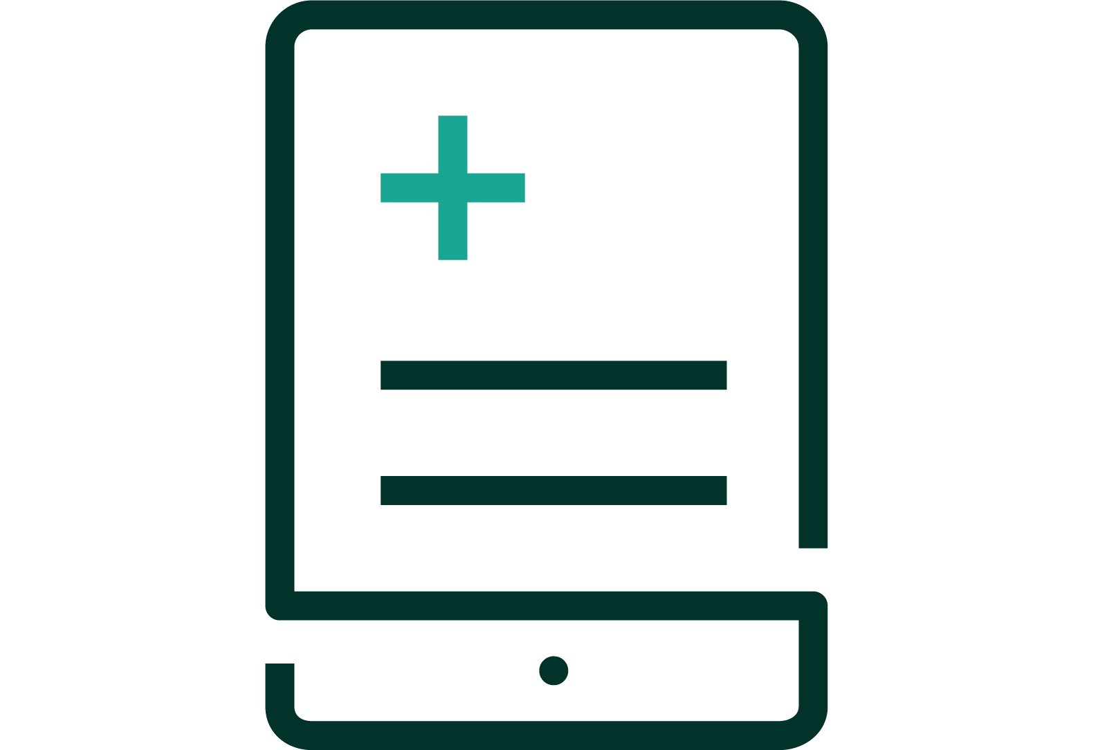 A line drawing graphic represents a safety data sheet with blue plus on it.