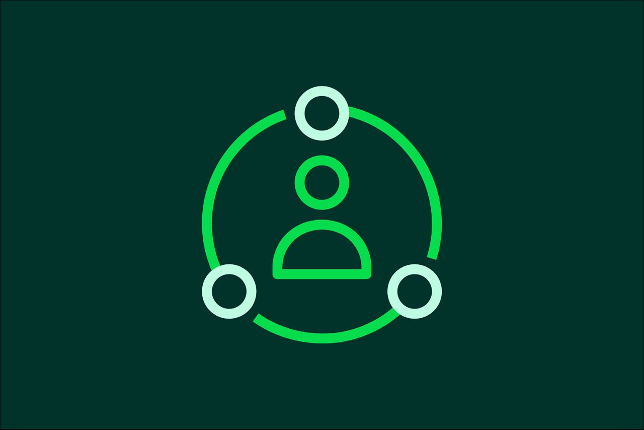 Collaboration icon on dark green background.