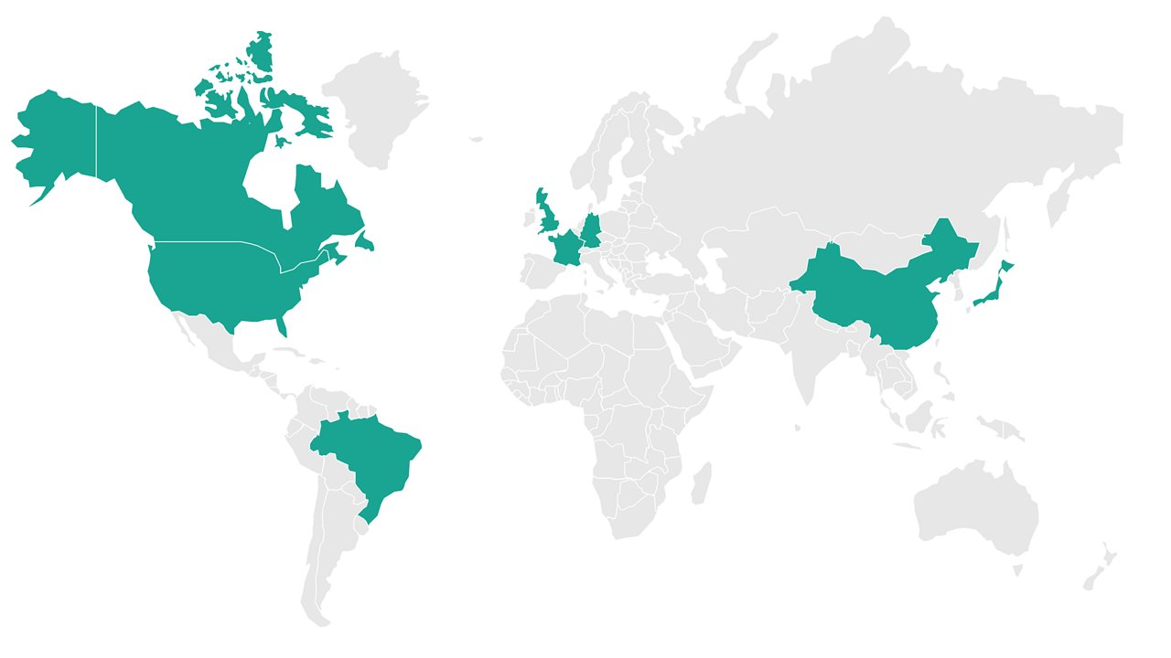 Map highlighting the countries who took part in the Health of Health survey.