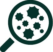 Symbol, das eine Infektion darstellt, Lupe, Bakterien, Operationsstelleninfektionen, SSIs, Vektorillustration
