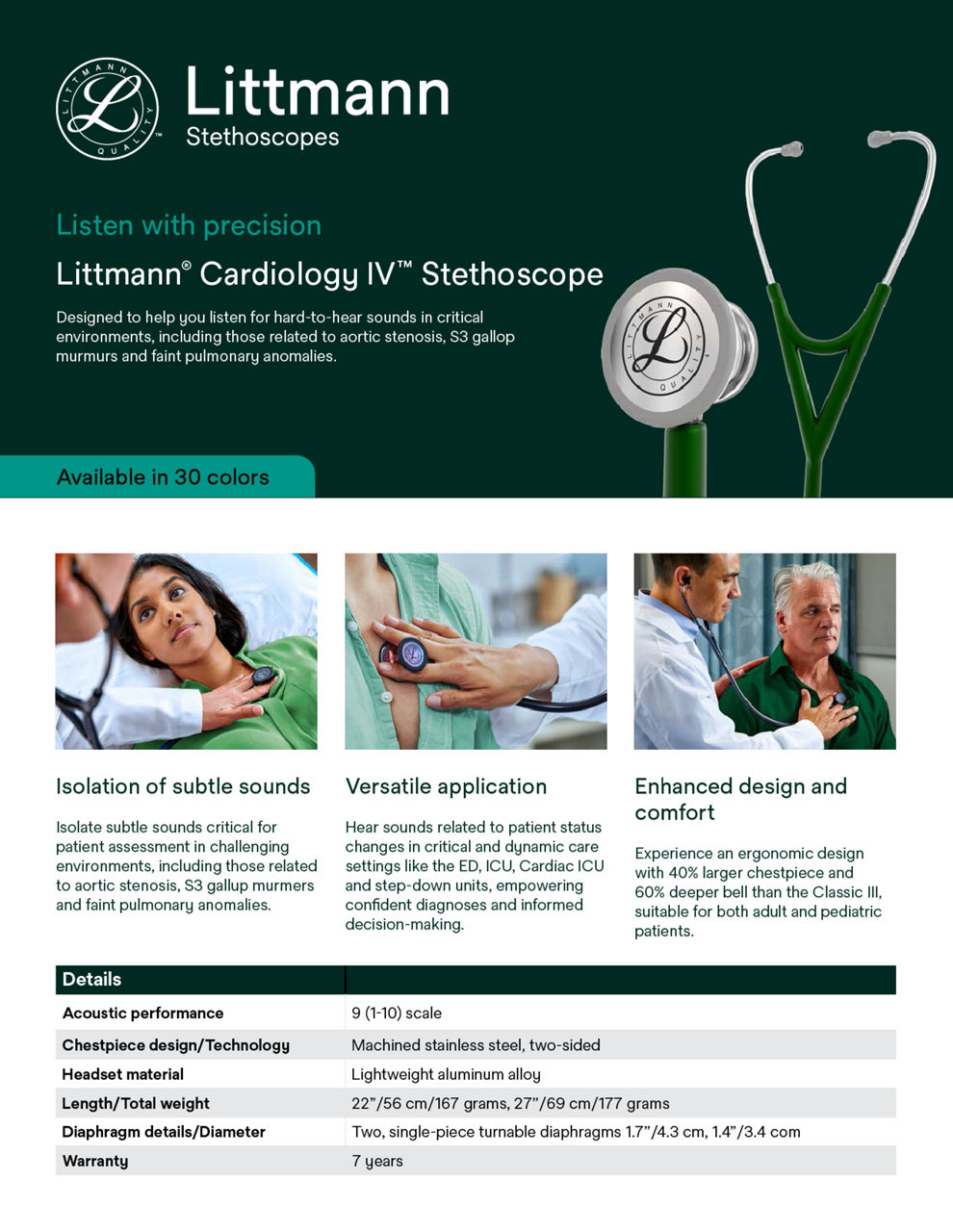 Littmann® Cardiology IV™ Stethoscope Sell Sheet