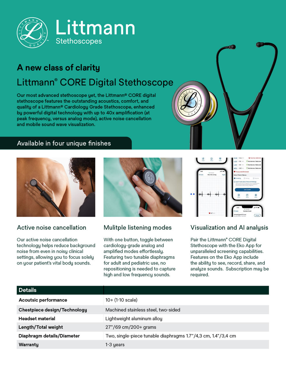 Littmann® CORE Digital Stethoscope Sell Sheet