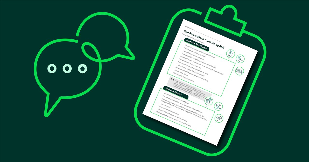 Hygienst chatting with motivational checklist on clipboard icon 1140x600 png