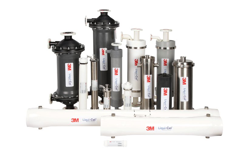 A large group of white and metallic membrane contactors