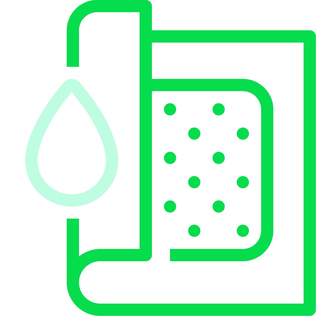 An iconographic representation of a wound dressing with a water droplet to indicate a super absorbent dressing. Brand green and light teal reverse color palette.