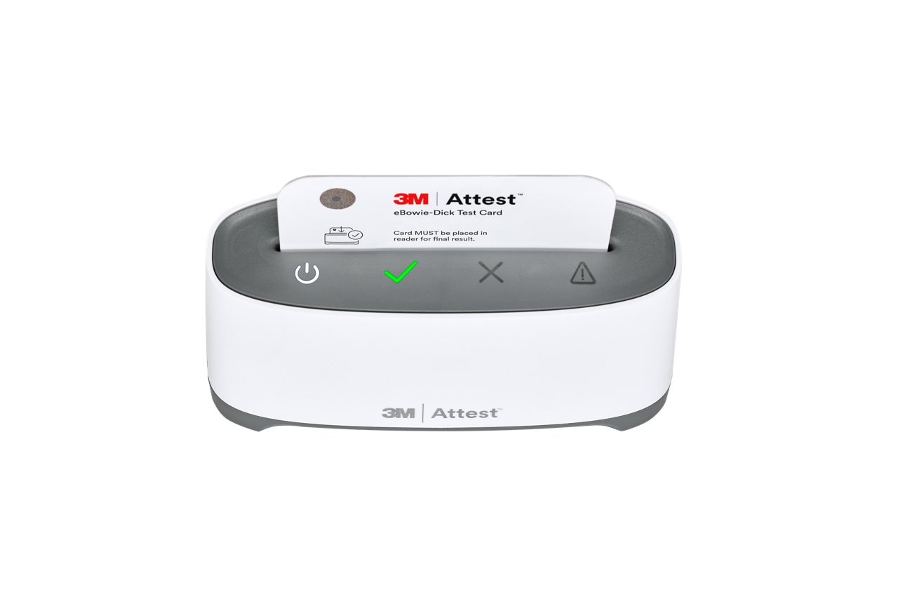 3M™ Attest™ ebowie dick test system showing from the top with a glowing green checkmark for pass