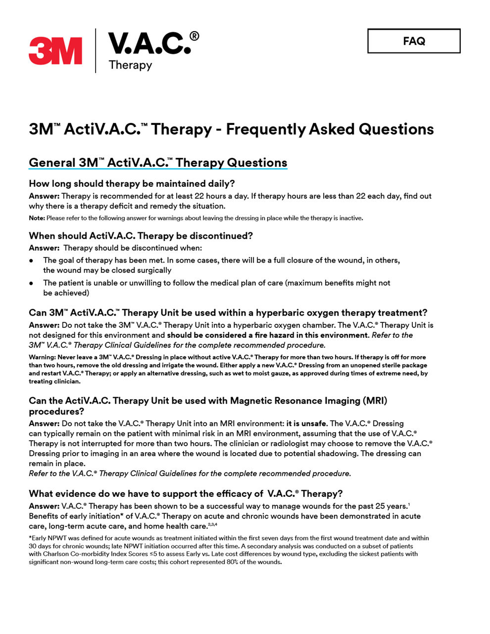 3M V.A.C. Therapy Sales Tool FAQ