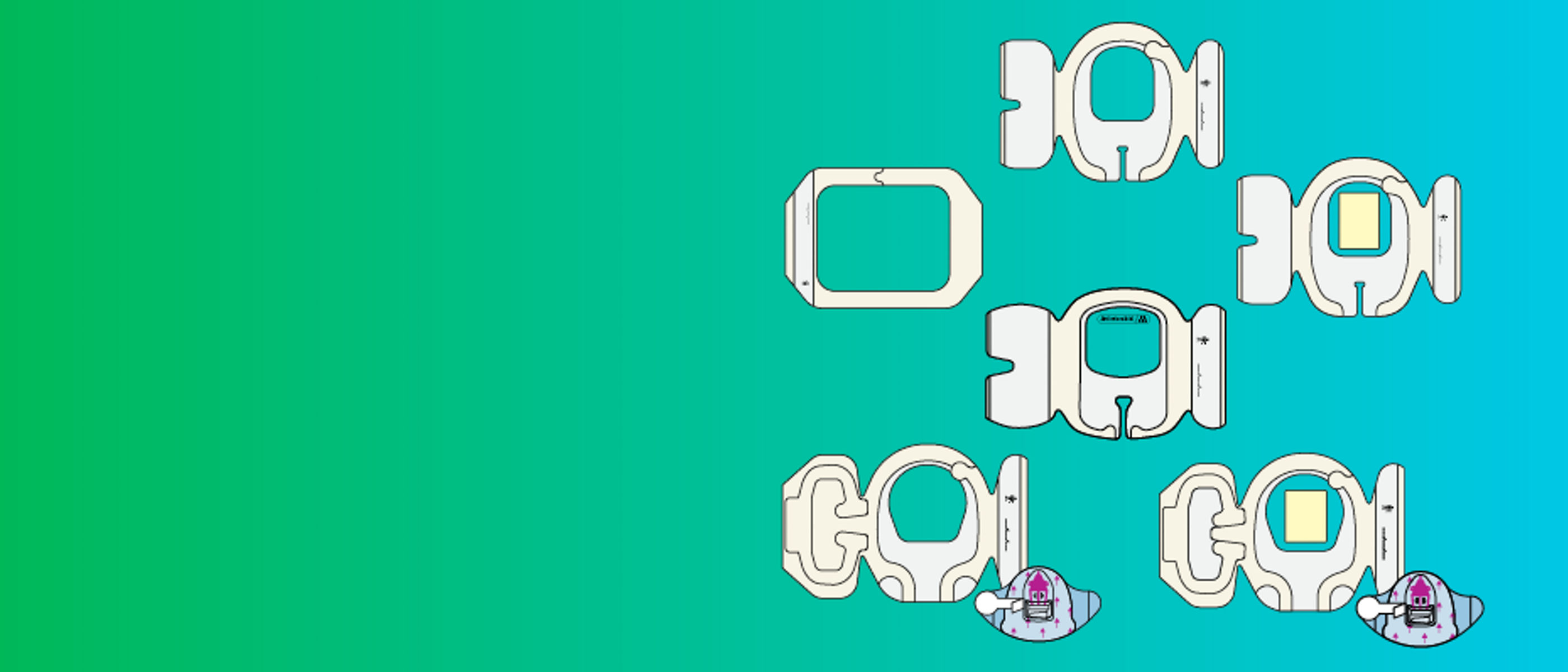 Página de demostración de la familia de apósitos 3M™ Tegaderm™, ilustraciones, imagen destacada del correo electrónico de Eloqua, 1200x400, rgb, png, las ilustraciones originales fueron creadas por la agencia MVP, ver PDF ID 2161773