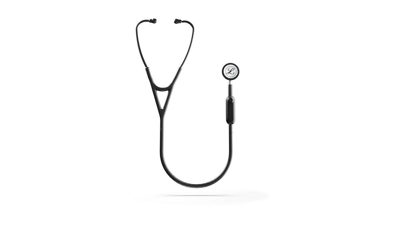 Imagen renderizada del estetoscopio digital 3M™ Littmann® Core desde una vista frontal