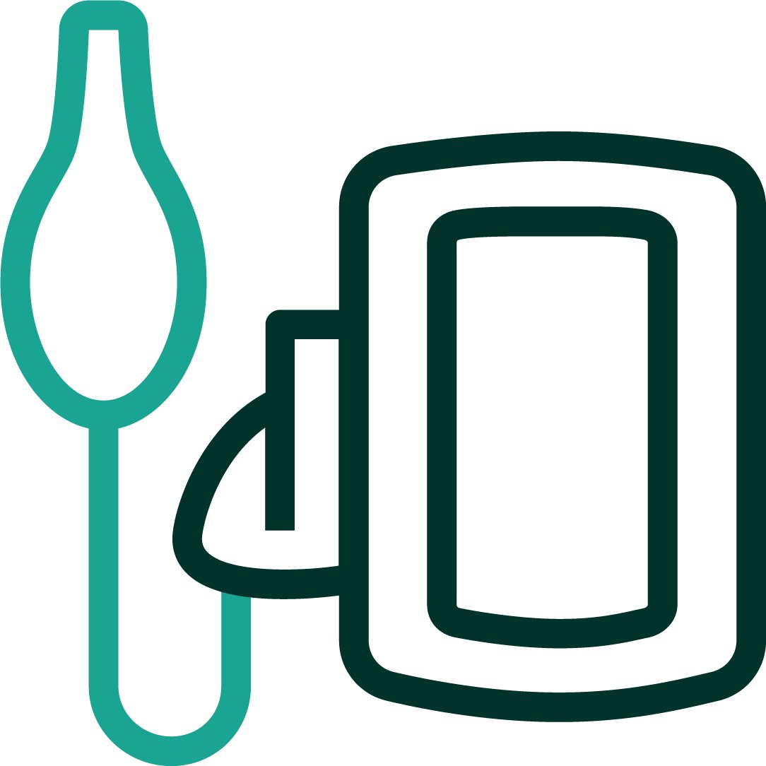 Symbol eines Drucksystems mit Verletzungen.