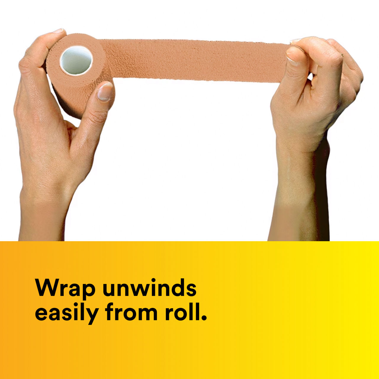 (3) Coban NL: Wrap unwinds easily from roll-ca-en