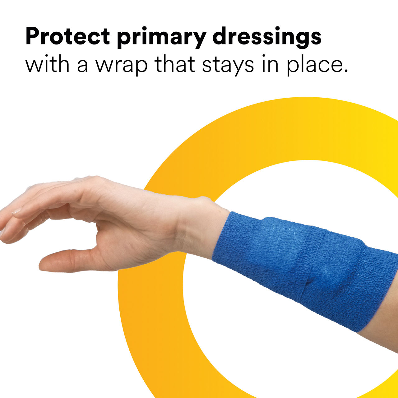 (5) Coban NL: Protect primary dressings with a wrap that stays in place