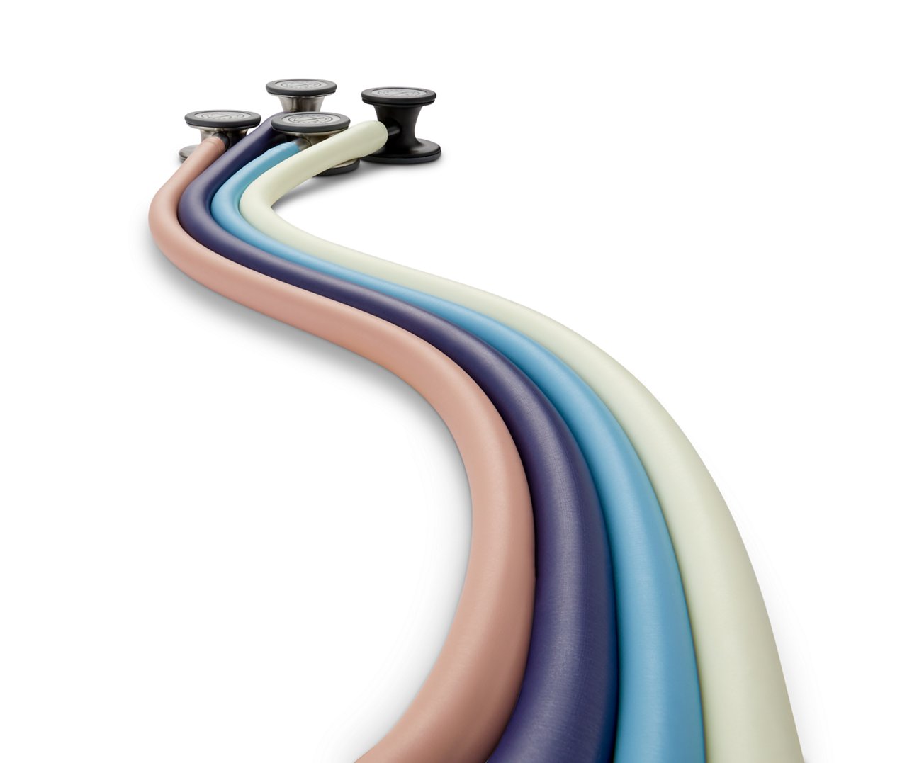 Rainbow tubing Satin Finish 4 stethoscope colors long shot