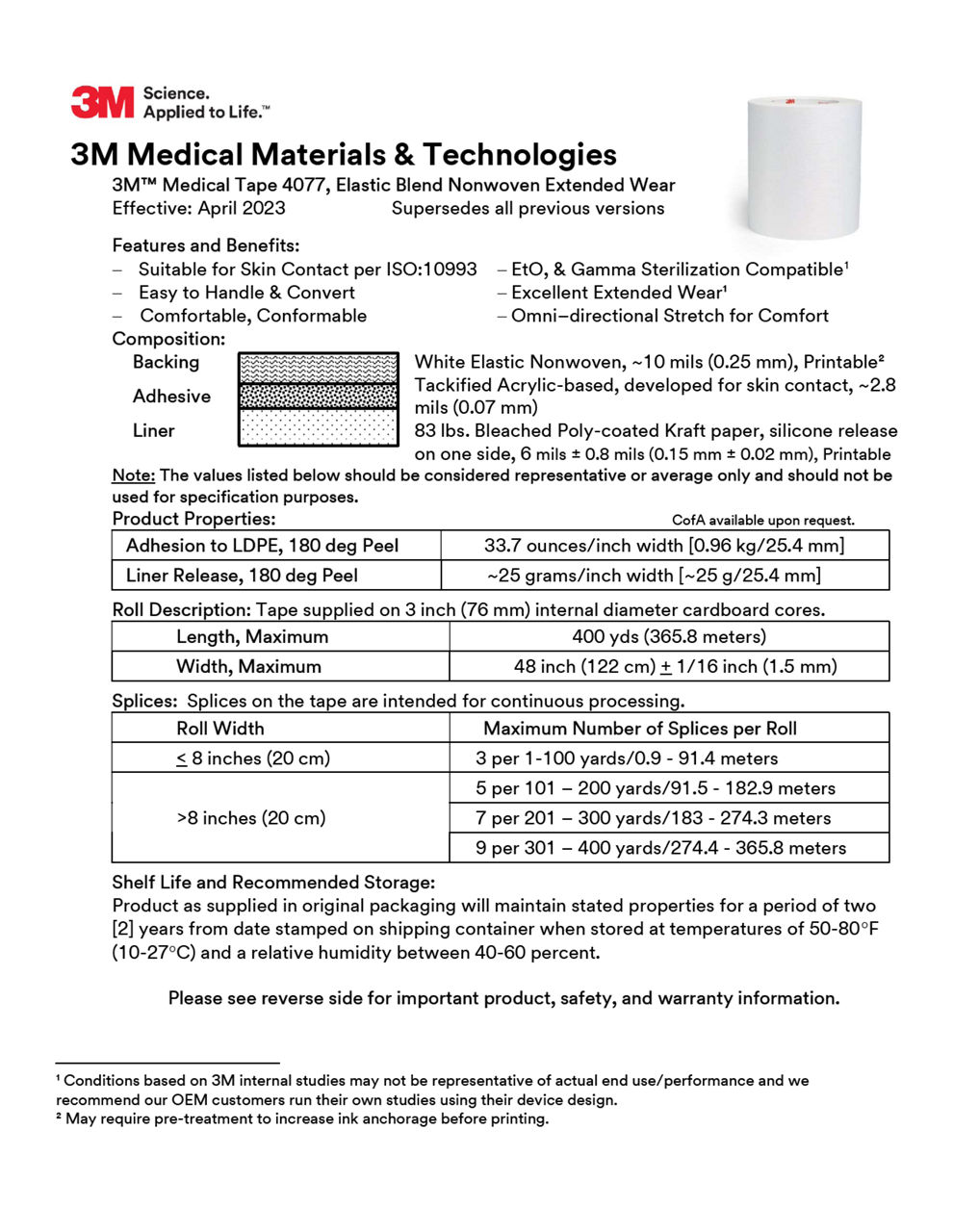 Microsoft Word - 3M Medical Tape 4077 Technical Information_1.docx