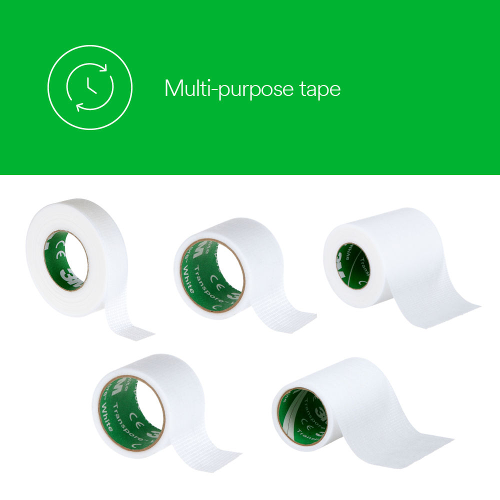 3M™ Transpore™ White Surgical Tape B+ Image 1