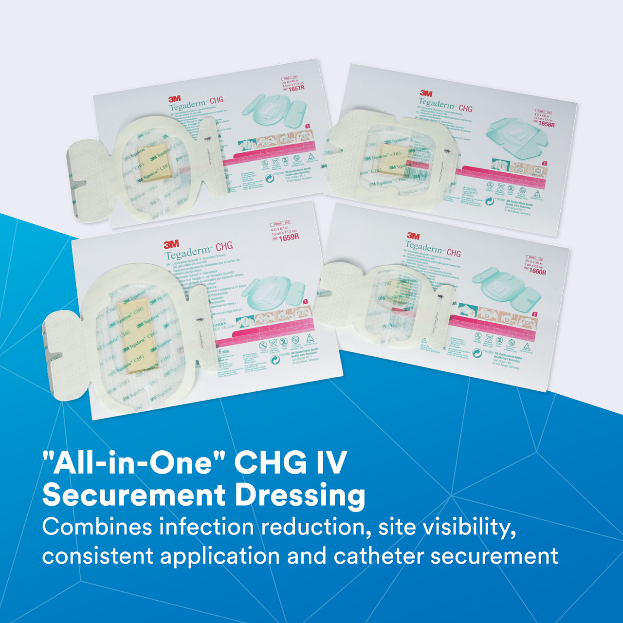 (1) Tegaderm CHG IV Securement: All-in-One CHG IV Securement Dressing