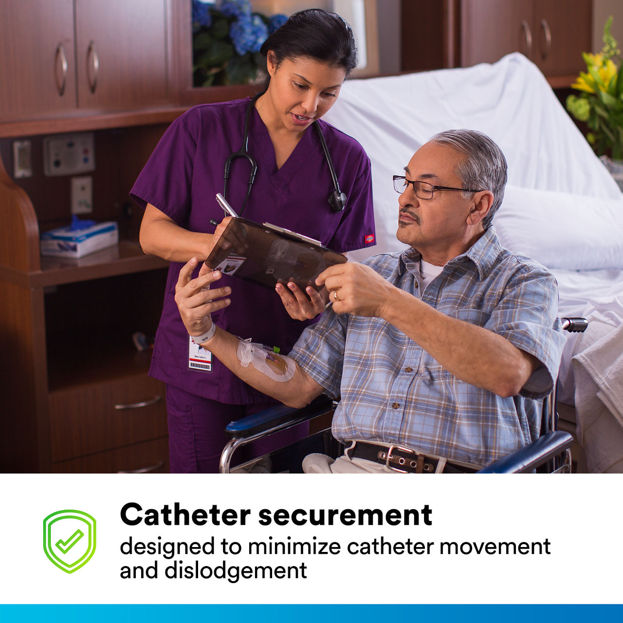 (6) Tegaderm CHG IV Securement: Catheter securement