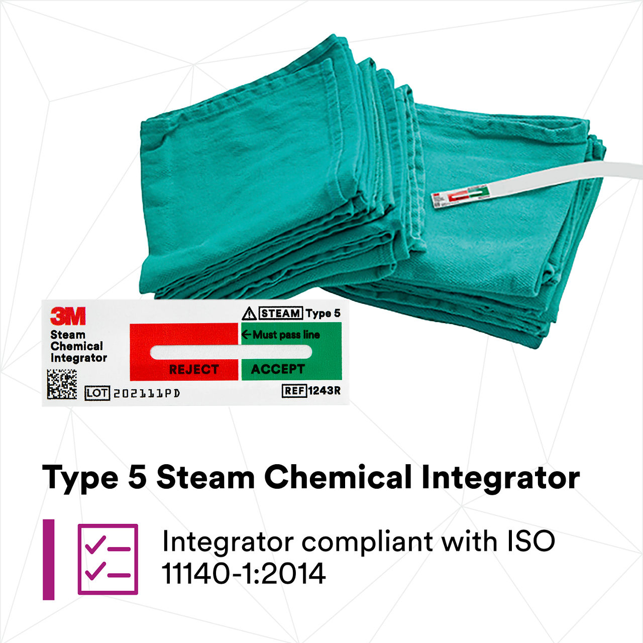 (1) Type 5 Steam Chemical Integrator compliant with ISO 11140-1:2014