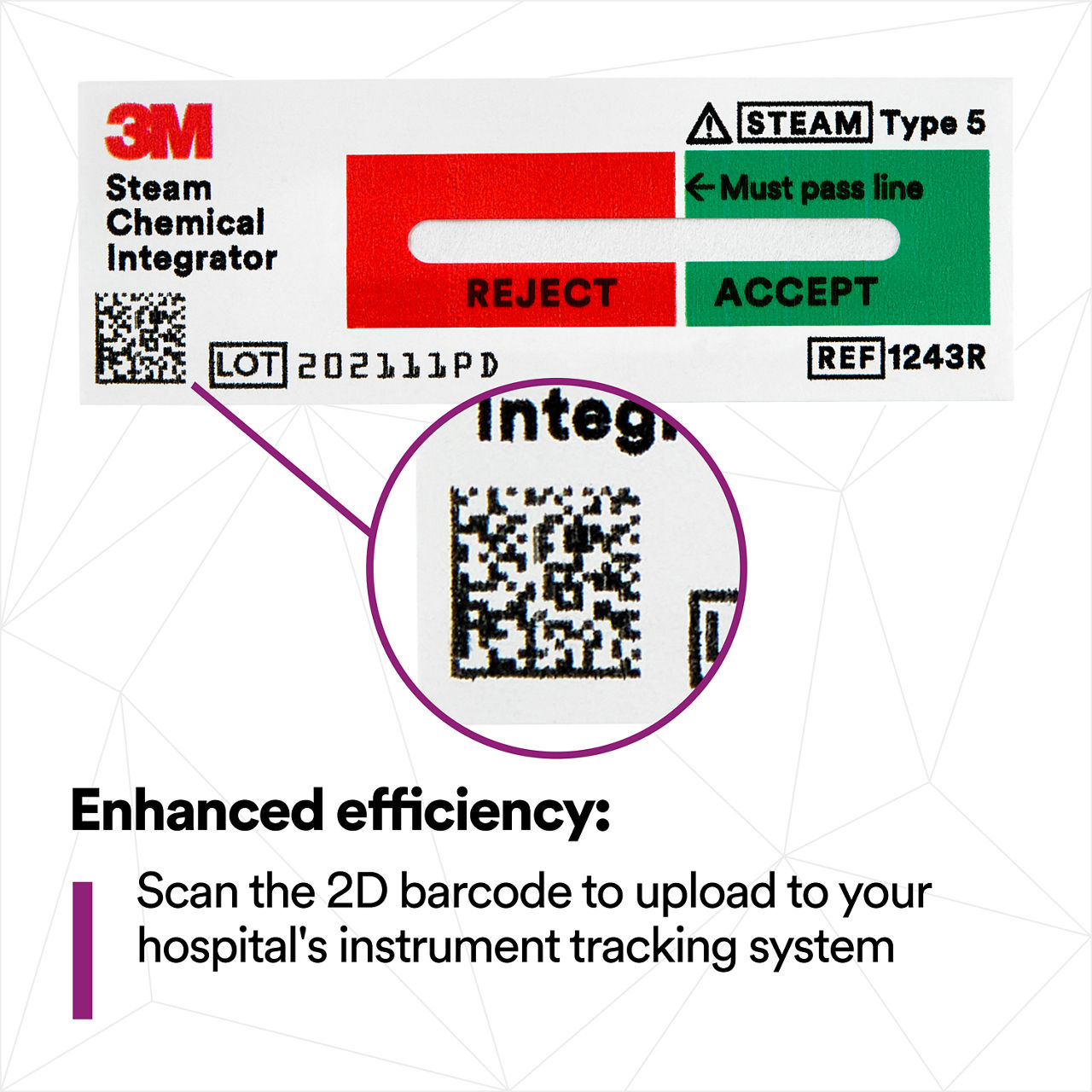 (4) Enhanced efficiency- Scan the 2D barcode to upload to your hospital's instrument tracking system