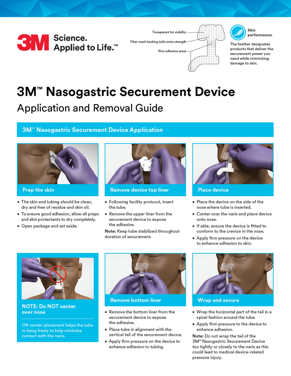 3M™ Nasogastric Securement Device Application and Removal Guide Low Res document US