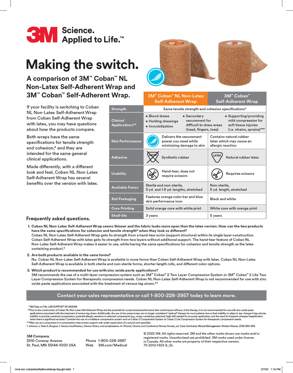 Coban™ NL Non-Latex Self-Adherent Wrap and Coban™ Self-Adherent Wrap FAQ Document