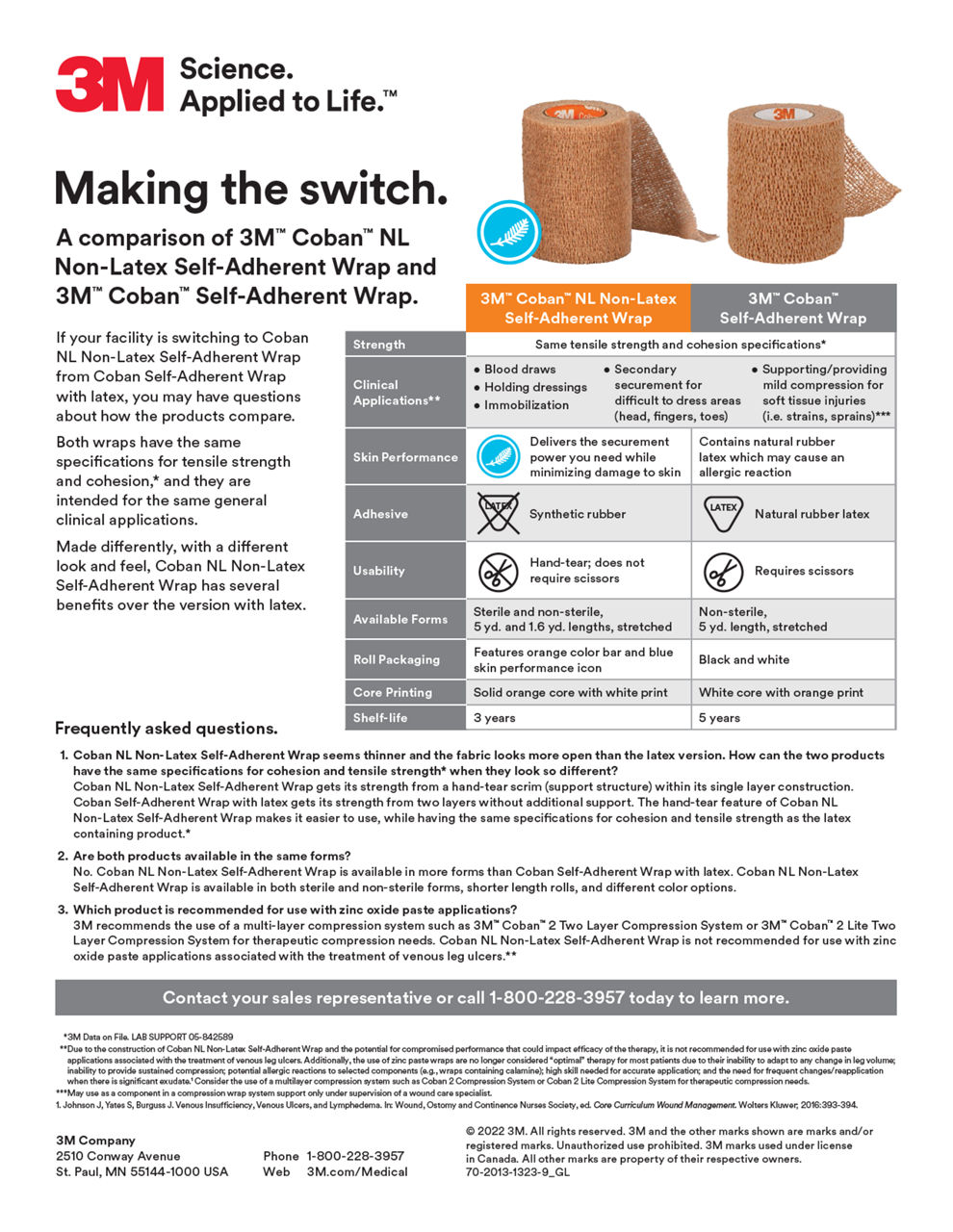 Coban™ NL Non-Latex Self-Adherent Wrap and Coban™ Self-Adherent Wrap FAQ Document